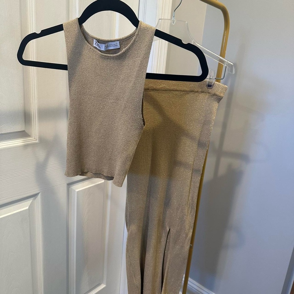 Gold skirt set Zara